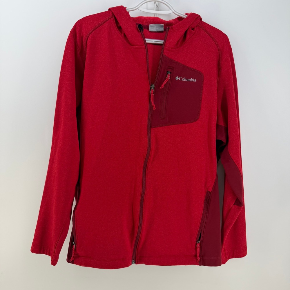 Columbia Hoodie Womens Large Red Full Zip Fleece Jacket  Gorpcore Outdoor Hiking